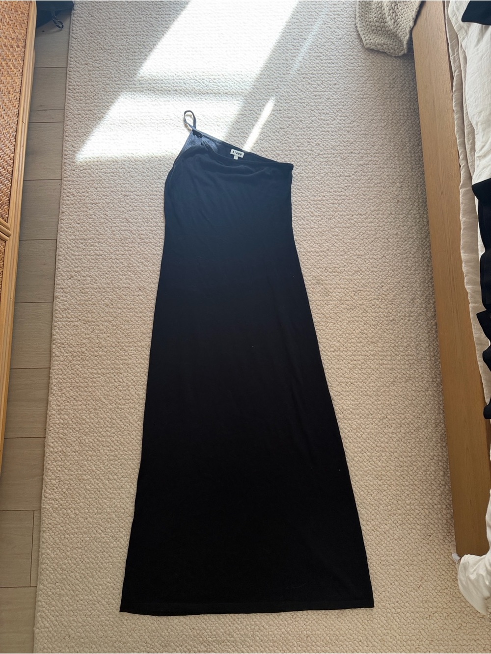 STAUD Black One-Shoulder Maxi Dress